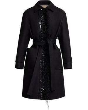 Elie Saab Feather-Embellished Coat - Black