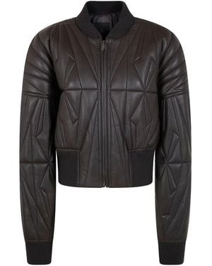 Moncler Leather Bomber Jacket - Black