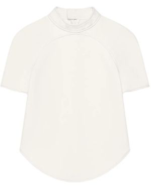 Courreges High-Neck Short-Sleeve Top - White
