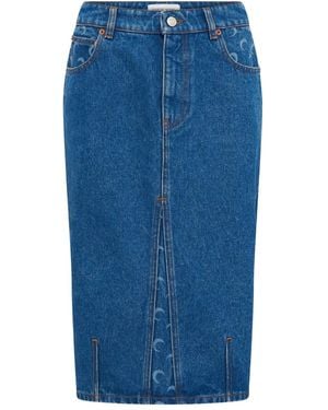 Marine Serre Gonna Moon Laser Midi Denim - Blu