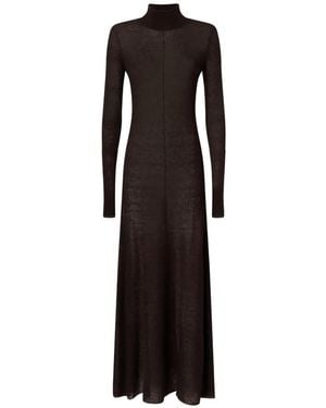 Pinko High-Neck Long-Sleeve Maxi Dress - Black