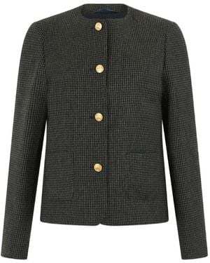 Brooks Brothers Pied De Poule Collarless Jacket - Black
