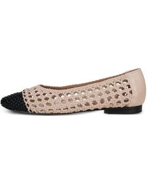 Poche Paris Reine Woven Cap-Toe Flat Court Shoes - White