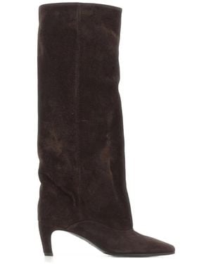 strategia shoes Bottines En Daim À Bout Carré - Brown