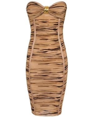 Elisabetta Franchi Kleid Mit Tiger-Print - Braun