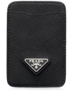 Prada Saffiano-Leather Card Holder - Black