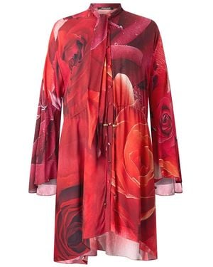 Roberto Cavalli Rose-Print Mini Dress - Red