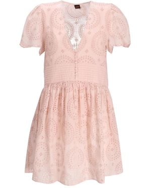 BOSS Embroidered Short-Sleeve Dress - Pink
