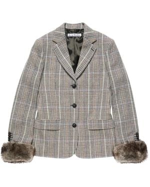 Acne Studios Wool Jacket With Shearling Cuffs - Grey
