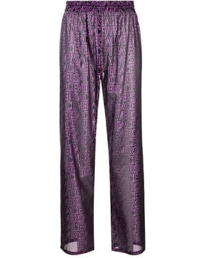 Versace Logo-Print Semi-Sheer Pants - Purple