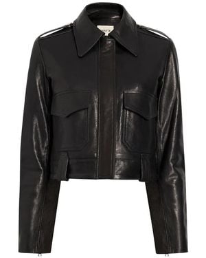 KHAITE Cordelia Cropped Leather Jacket - Black