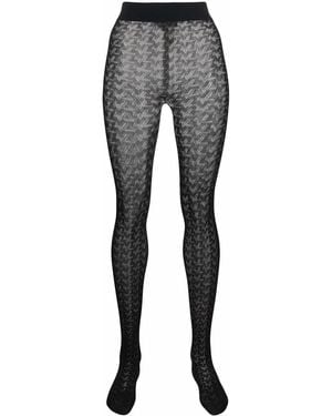 Zadig & Voltaire Monogram-Embroidered Tights - Black
