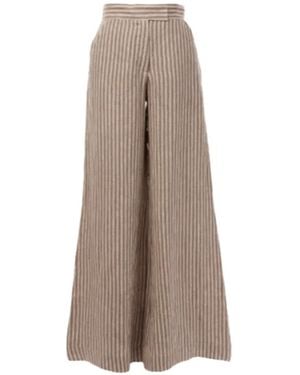 Hevron Striped Wide-Leg Pants - Natural