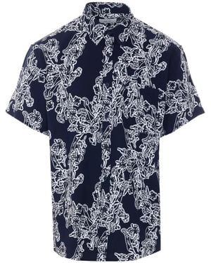 NN07 Deon Floral-Print Shirt - Blue