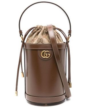 Gucci Borsa A Secchiello Ophidia Mini - Marrone