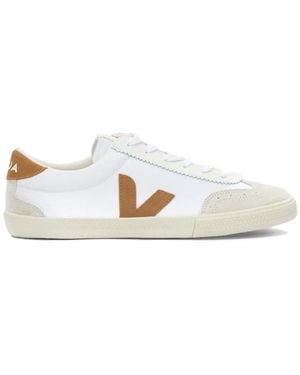 Veja Volley Logo-Patch Suede-Panel Sneakers - White