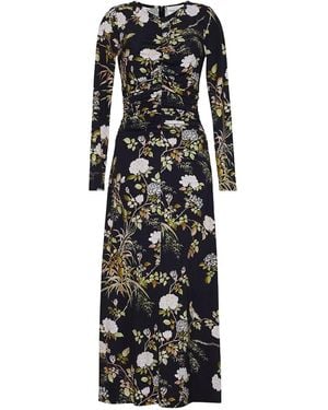 Cara Cara Vestido midi Maisy fruncido con estampado floral - Negro