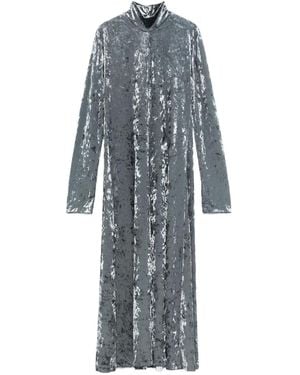 forte_forte Velvet High-Neck Dress - Grey