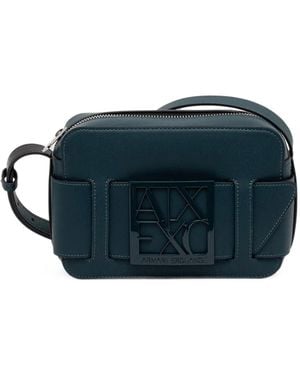 ARMANI EXCHANGE Logo-Plaque Shoulder Bag - Blue