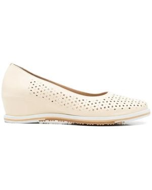 SERGIO MORETTI FIRENZE Perforated Wedge Court Shoes - Natural