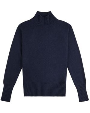 Fay High-Neck Ribbed-Trim Sweater - Blue