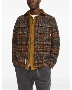 Revolution Worker Check-Pattern Shirt Jacket - Brown