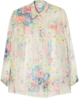 Aspesi Floral-Print Crepon Shirt - White