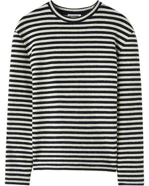 Jil Sander Logo-Patch Striped Wool T-Shirt - Black