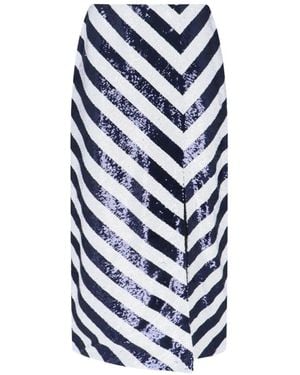 Ralph Lauren Striped Sequinned Midi Skirt - Blue