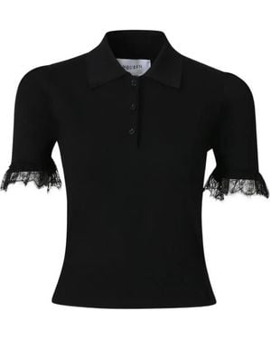 McQueen Lace-trim polo top - Schwarz