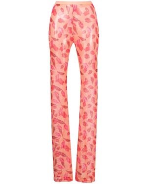 Marco Rambaldi Pantalones Slim Con Boca Estampada - Rojo