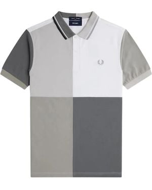 Fred Perry X Beams Panelled Cotton Polo Shirt - Grey