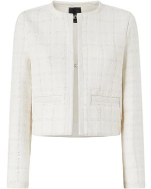 Pinko Cropped Jacket With Textured Fabric - White