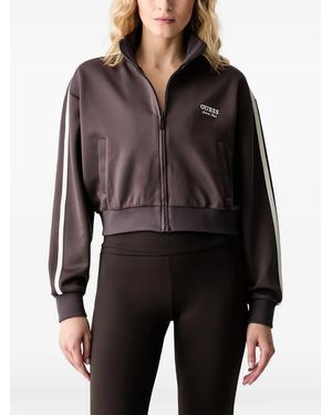 Guess Logo-Embroidered Side-Stripe Jacket - Black