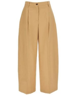 Alberto Biani Pleated Wide-Leg Trousers - Natural