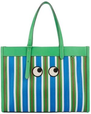 Anya Hindmarch E/W Eyes Stripes Tote Bag - Green