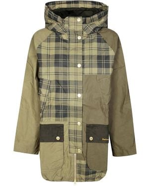Barbour Shelley Plaid-Pattern Parka Jacket - Green