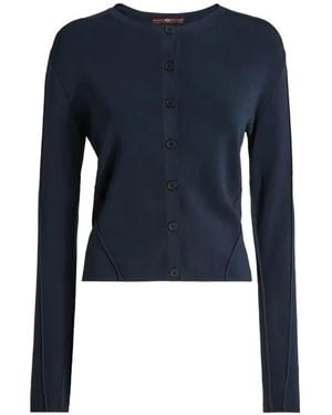 High Cárdigan Guipure Con Paneles - Azul