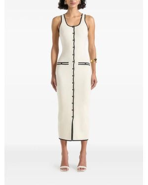 Manière De Voir Rib-Knit Contrast Midi Dress - Natural