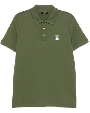 Balmain Logo-Patch Polo Shirt - Green