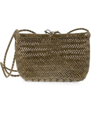 Dragon Minsu Woven Leather Shoulder Bag - Brown