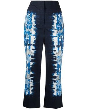 Alberta Ferretti Geometric-Print Wide-Leg Trousers - Blue