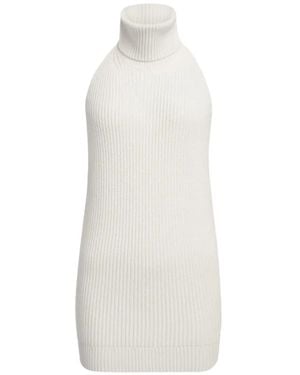 12 STOREEZ Open-Back Roll-Neck Top - White