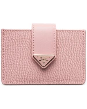 Prada Porte-Cartes En Cuir Saffiano Et Cuir Lisse - Pink