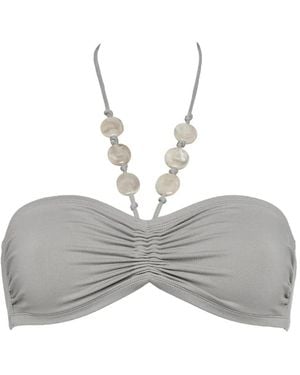 Eres Top De Bikini Fruncido Con Cuentas - Gris
