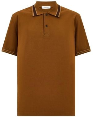 Ferragamo Striped-Trim Cotton Polo Shirt - Brown