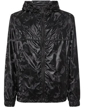 Philipp Plein Camouflage-Print Hooded Windbreaker - Black