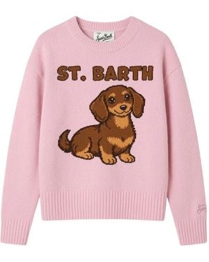 MC2 Saint Barth Tessa Dachshund-Intarsia Sweater - Pink