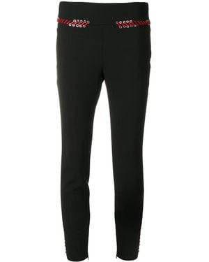 McQueen Lace Trim Skinny Trousers - Black