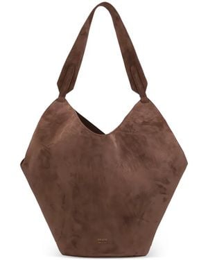 KHAITE Bolso Bombonera Pequeño De Ante - Marrón